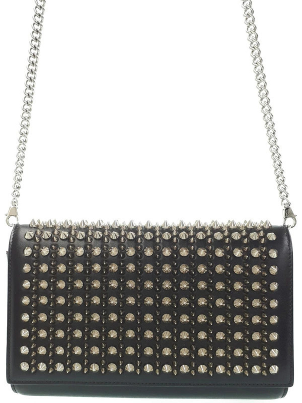 Christian Louboutin Paloma Clutch black leather metal spikes